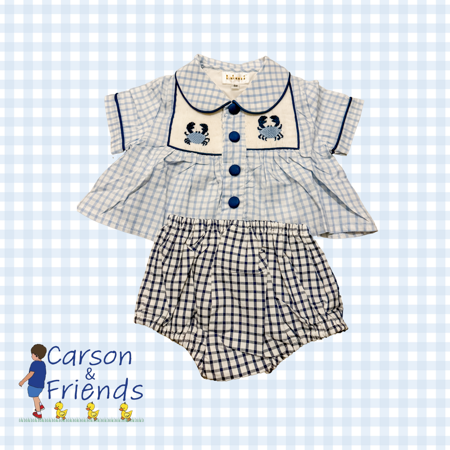Crab Smocked Diaper Set