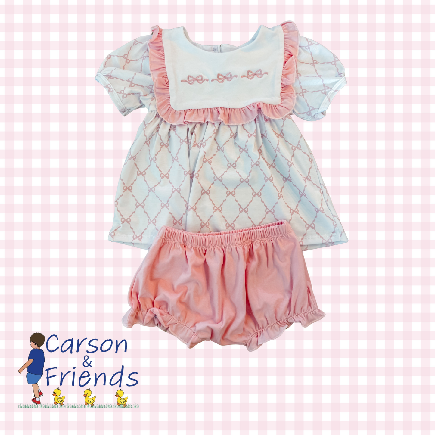 Carson and Friends Bow Trellis Short Sleeve Bloomer Set