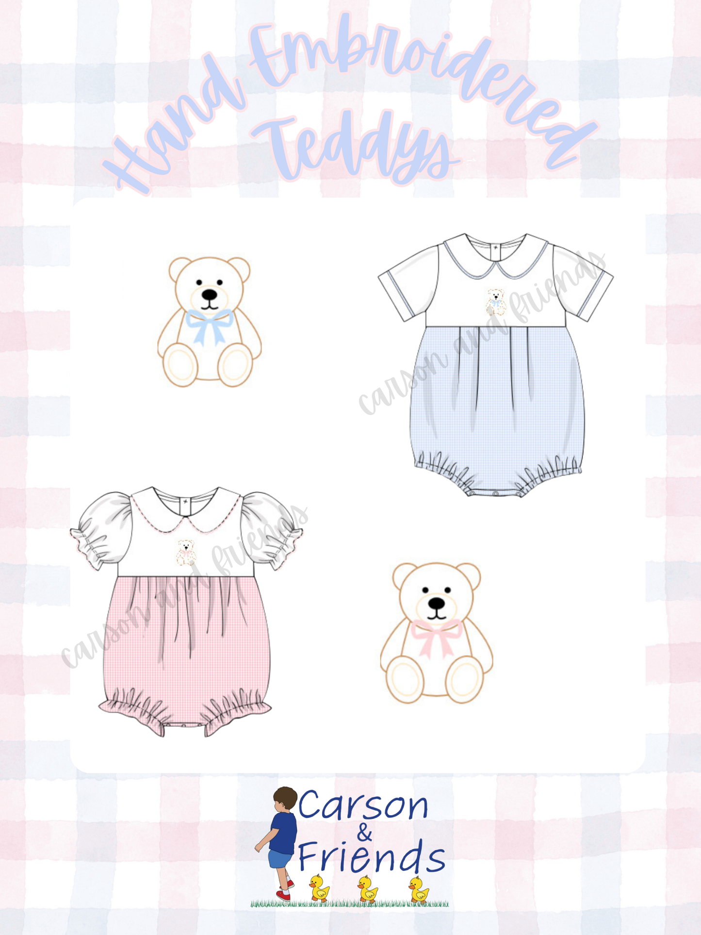 Preorder ETA March- Teddy Bear Blue Embroidered Bubble