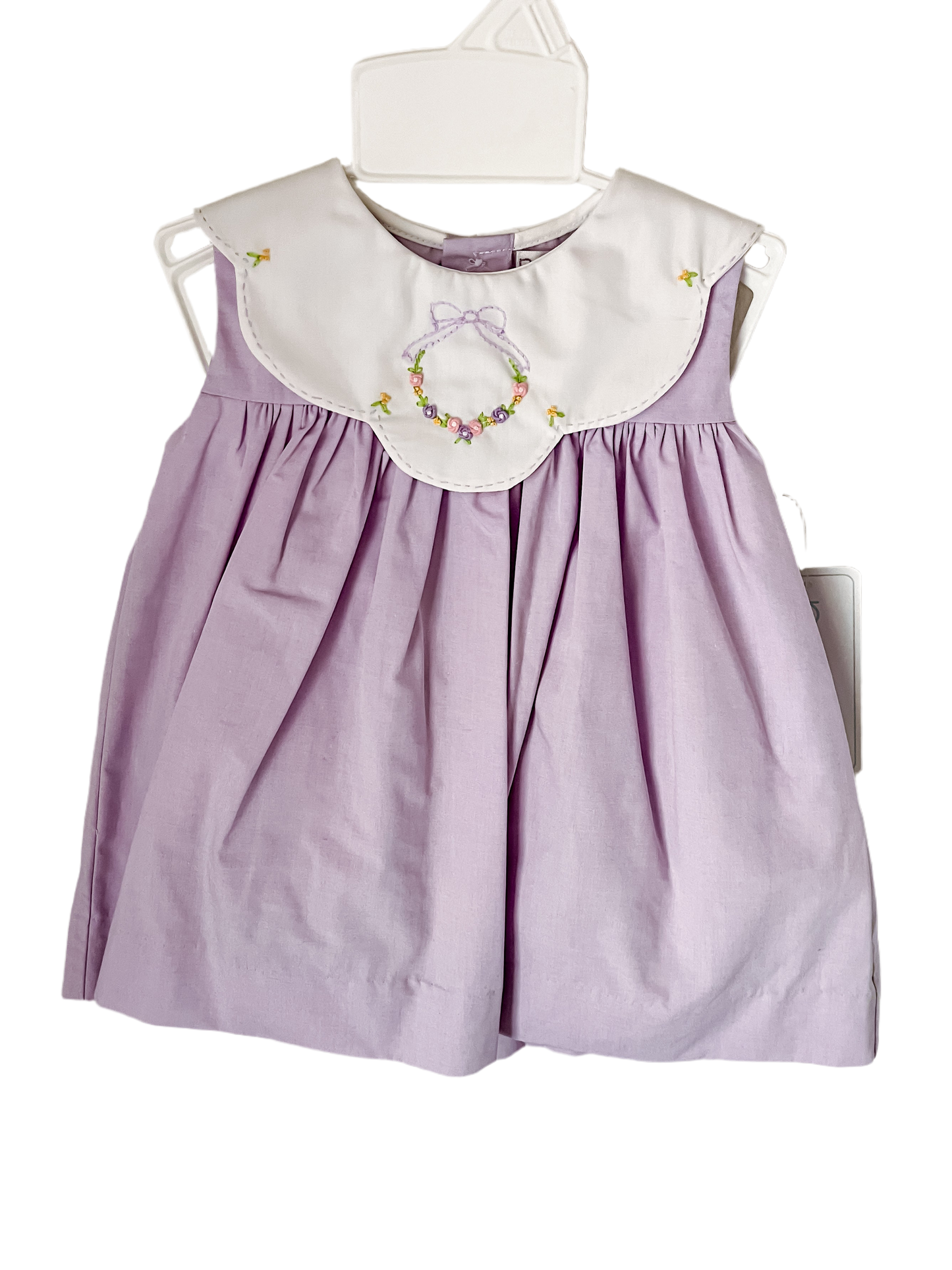 Petit Ami Lavender Dress with Floral Embroidery