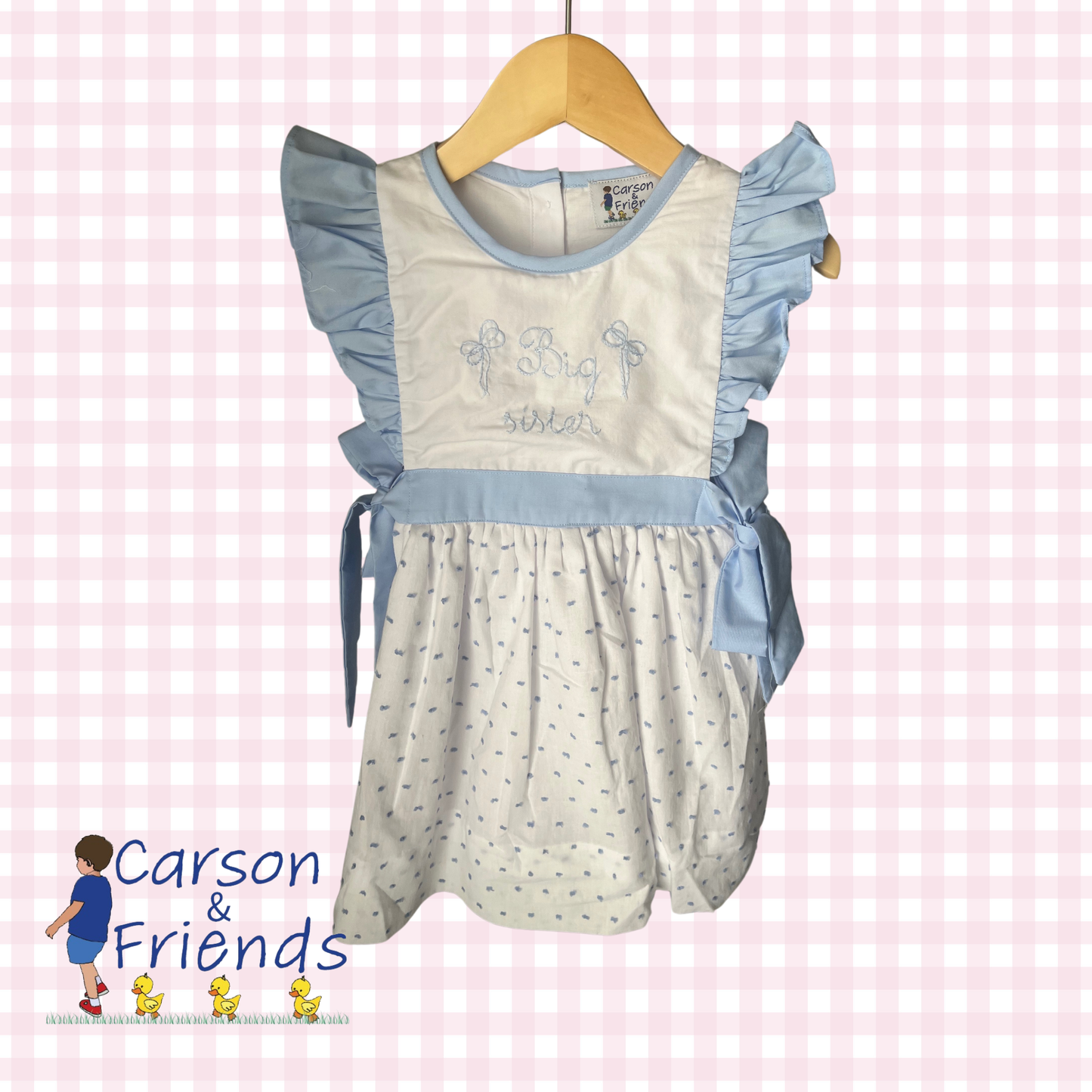 Carson and Friends "Big Sister" Swiss Dot Dress Blue