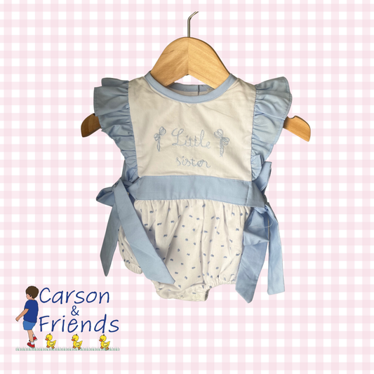 Carson and Friends "Little Sister" Swiss Dot Bubble- Blue