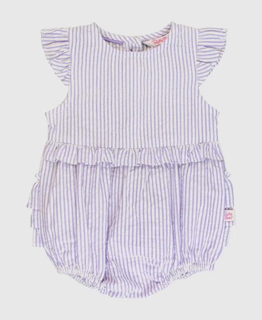 RuffleButts Lavender Seersucker Bubble Romper