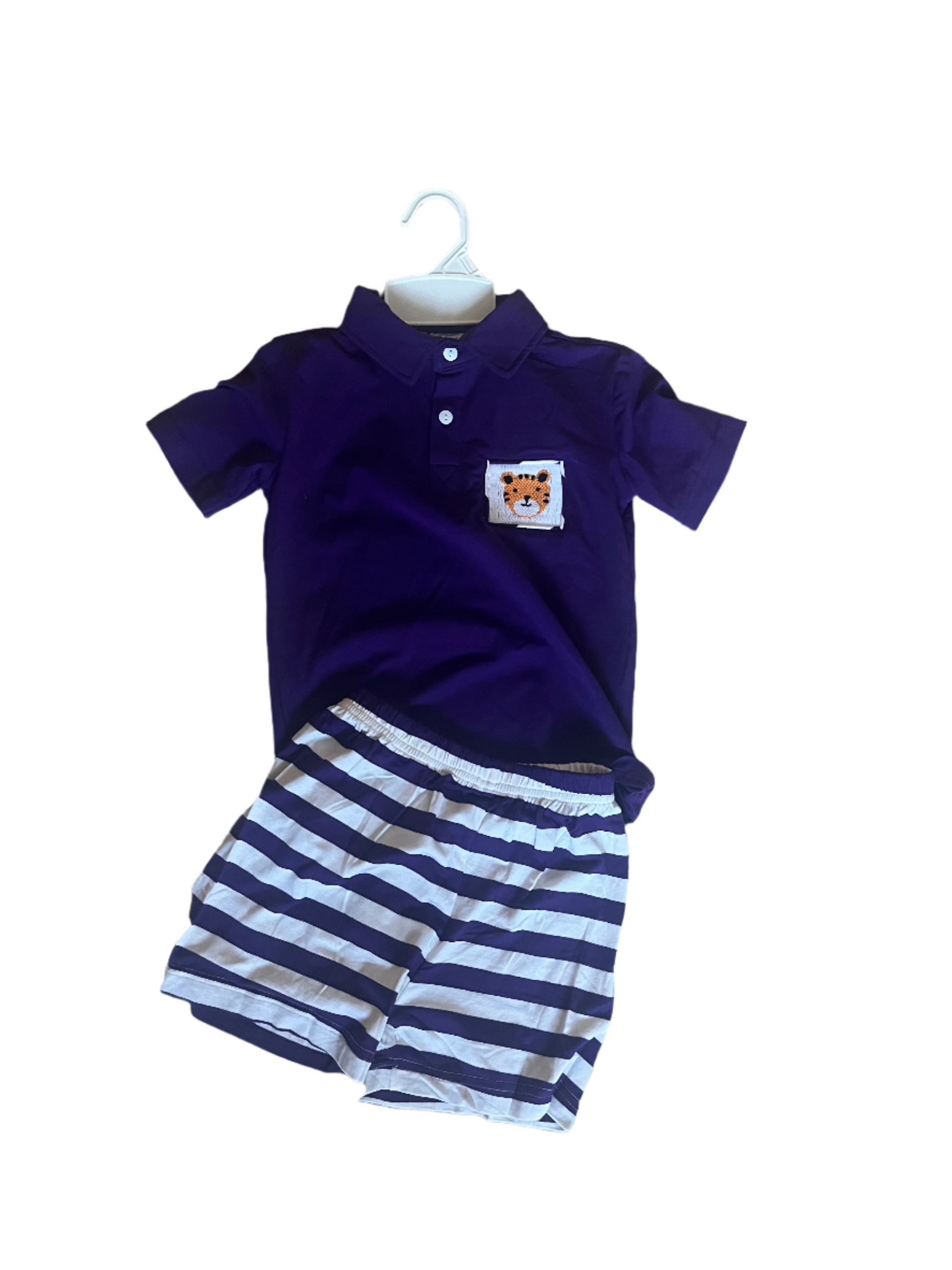 Carson and Friends Tigers Smocked Short Set