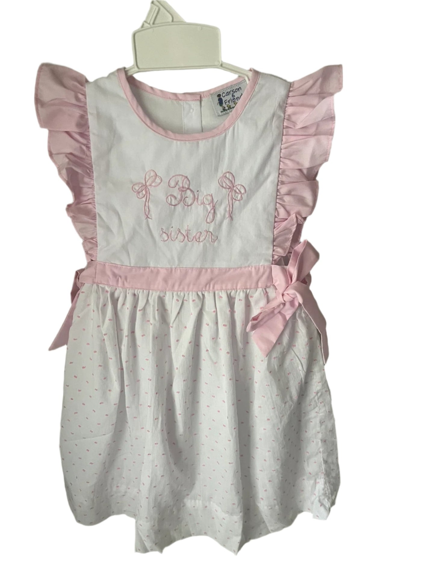 Carson and Friends "Big Sister" Swiss Dot Dress Pink