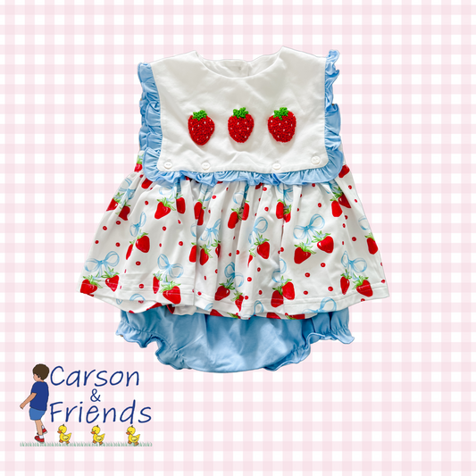 Carson and Friends French Knot Bows and Berries Bloomer Set