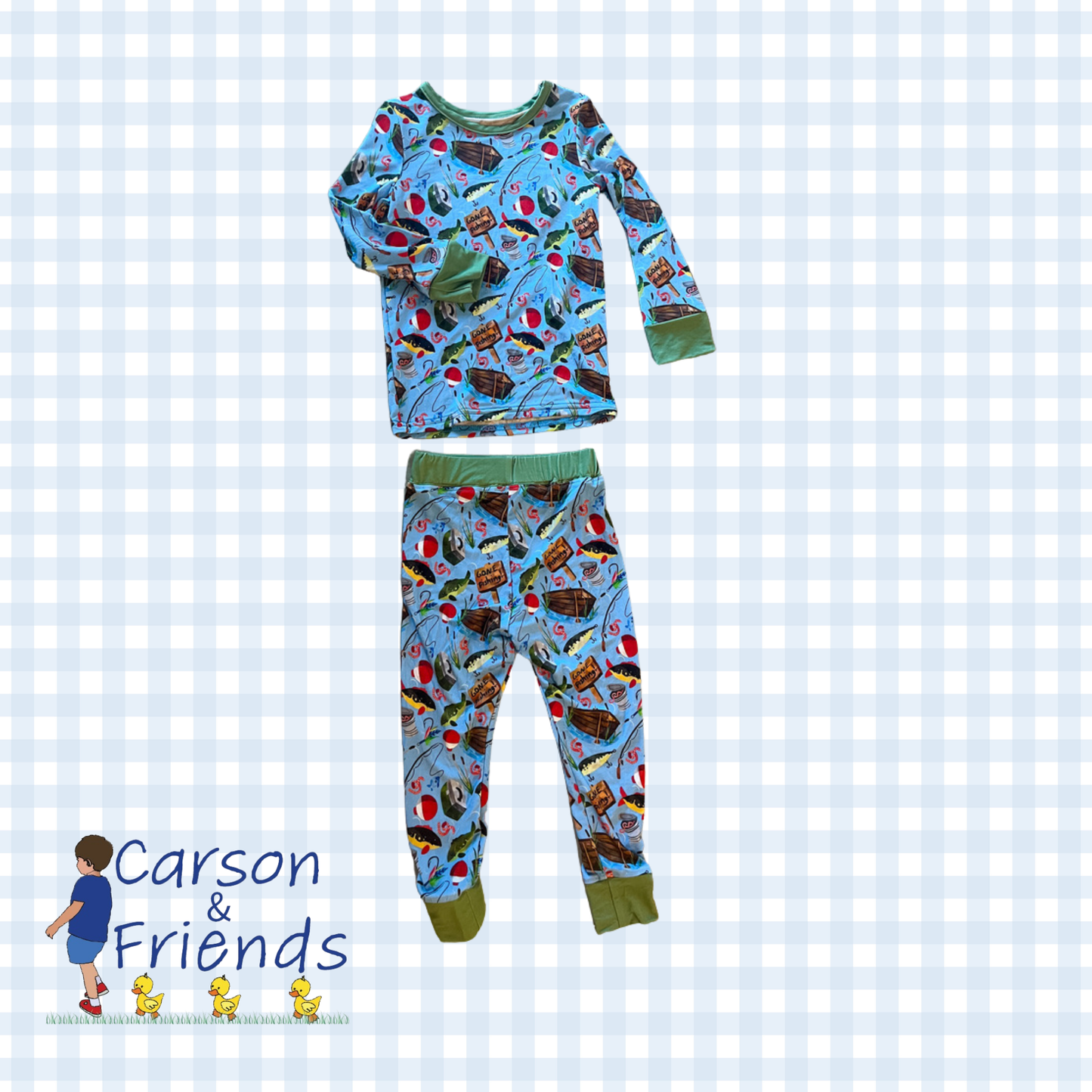 Carson and Friends Bamboo Gone Fishing Two Piece Pajama Set