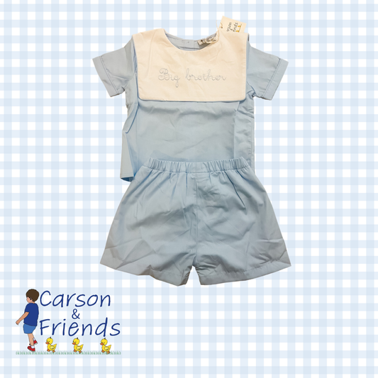 Carson and Friends "Big Brother" Embroidered Bib Short Set