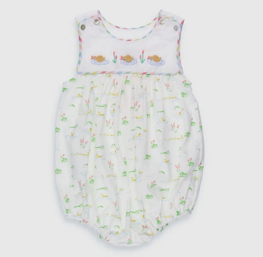 Shrimp and Grits Kids Lilly Pad Embroidered Bubble