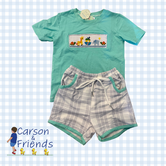 Noah’s Ark Smocked Short Set