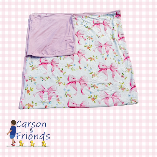 Grandmillenial Bows Double Layer Bamboo Blanket
