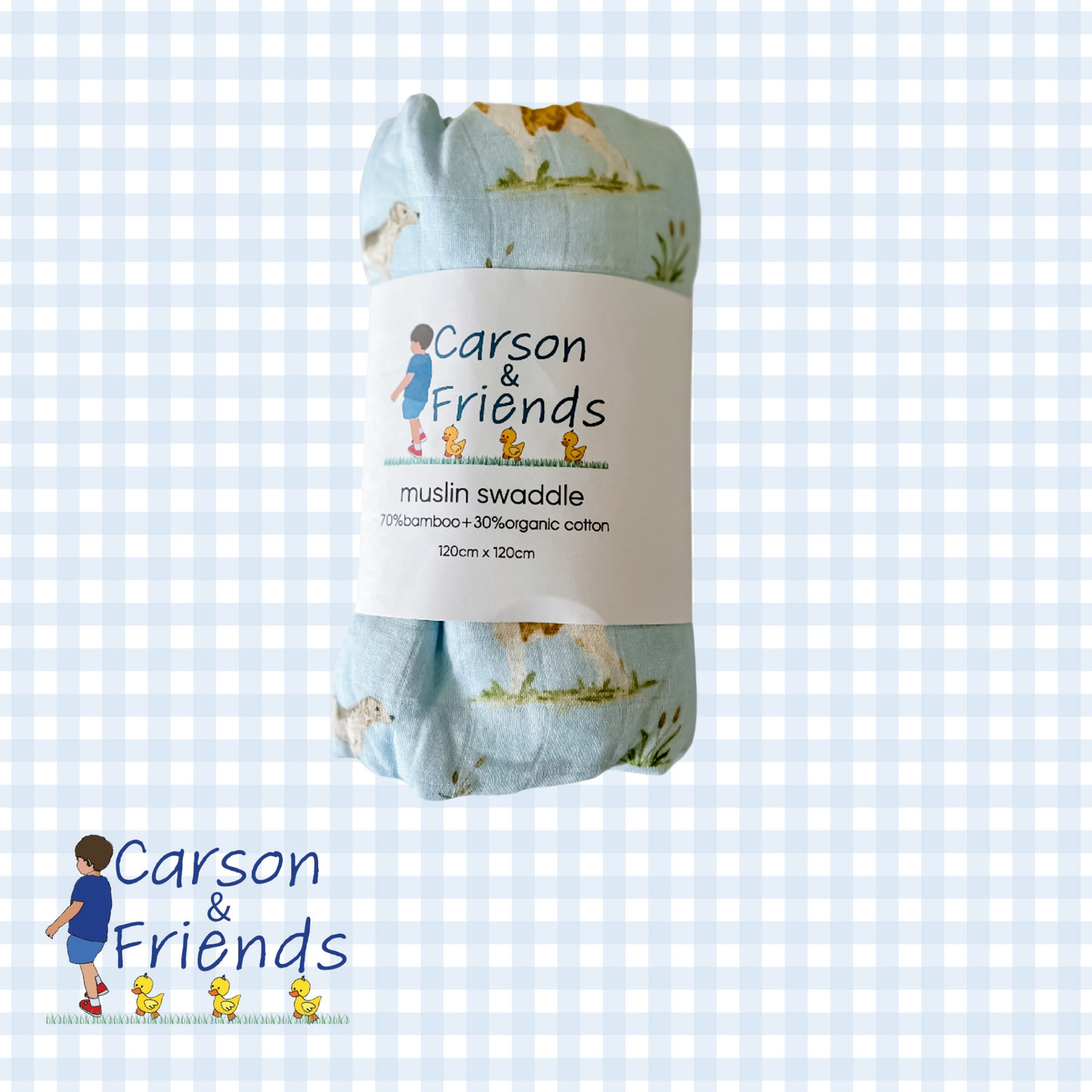 Carson and Friends Organic Muslin Cotton/Bamboo Swaddle- Hunting Dogs