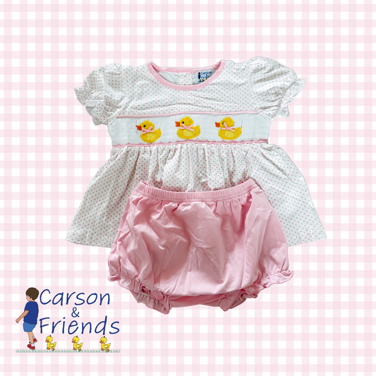 Carson and Friends Smocked Duckies Bloomer Set