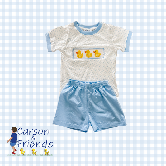 Carson and Friends Smocked Duckies Short Set