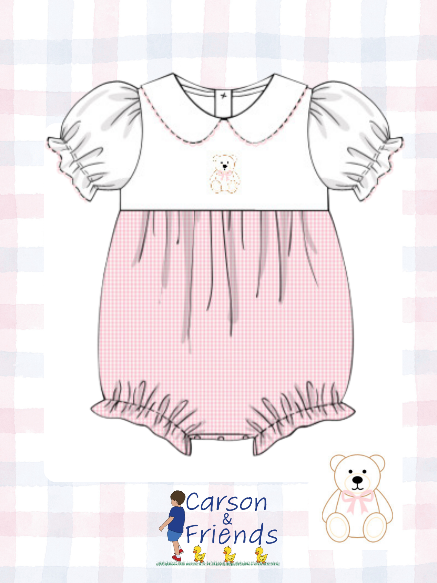 Preorder ETA March- Teddy Bear Pink Embroidered Bubble