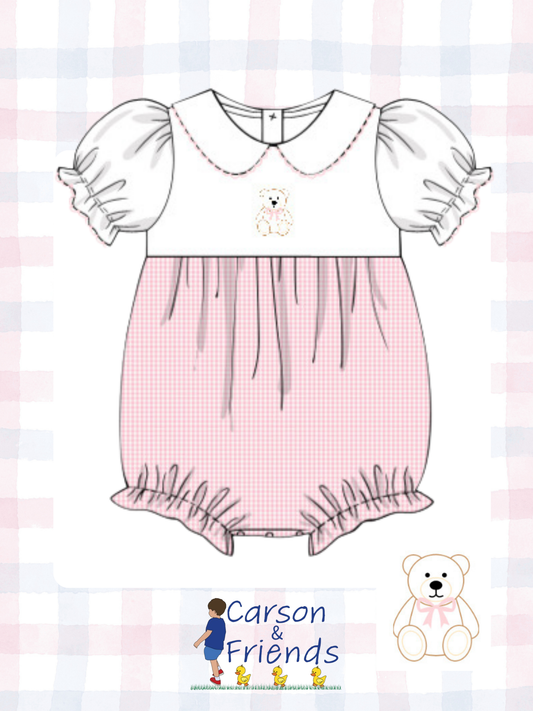 Preorder ETA March- Teddy Bear Pink Embroidered Bubble