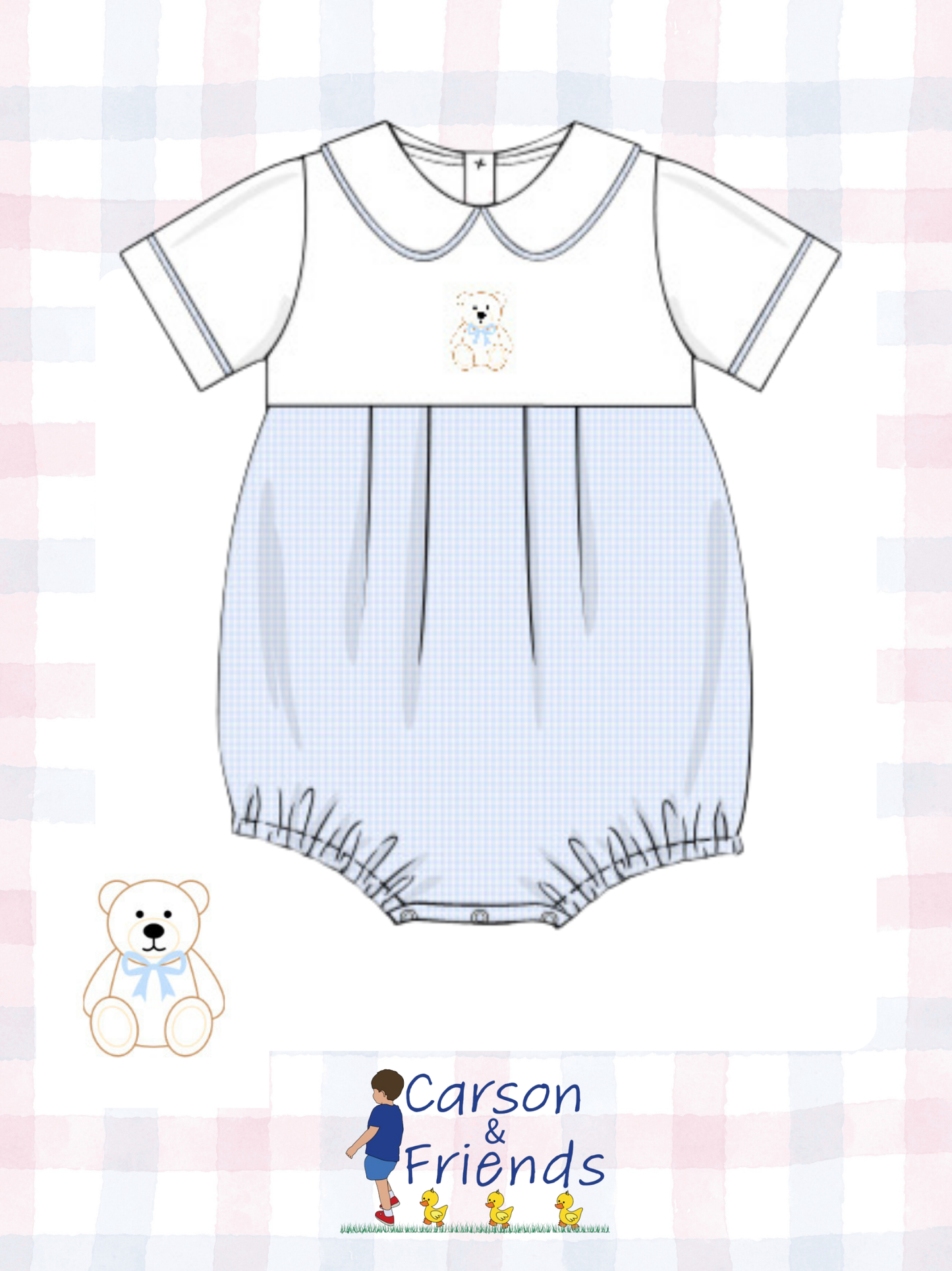 Preorder ETA March- Teddy Bear Blue Embroidered Bubble