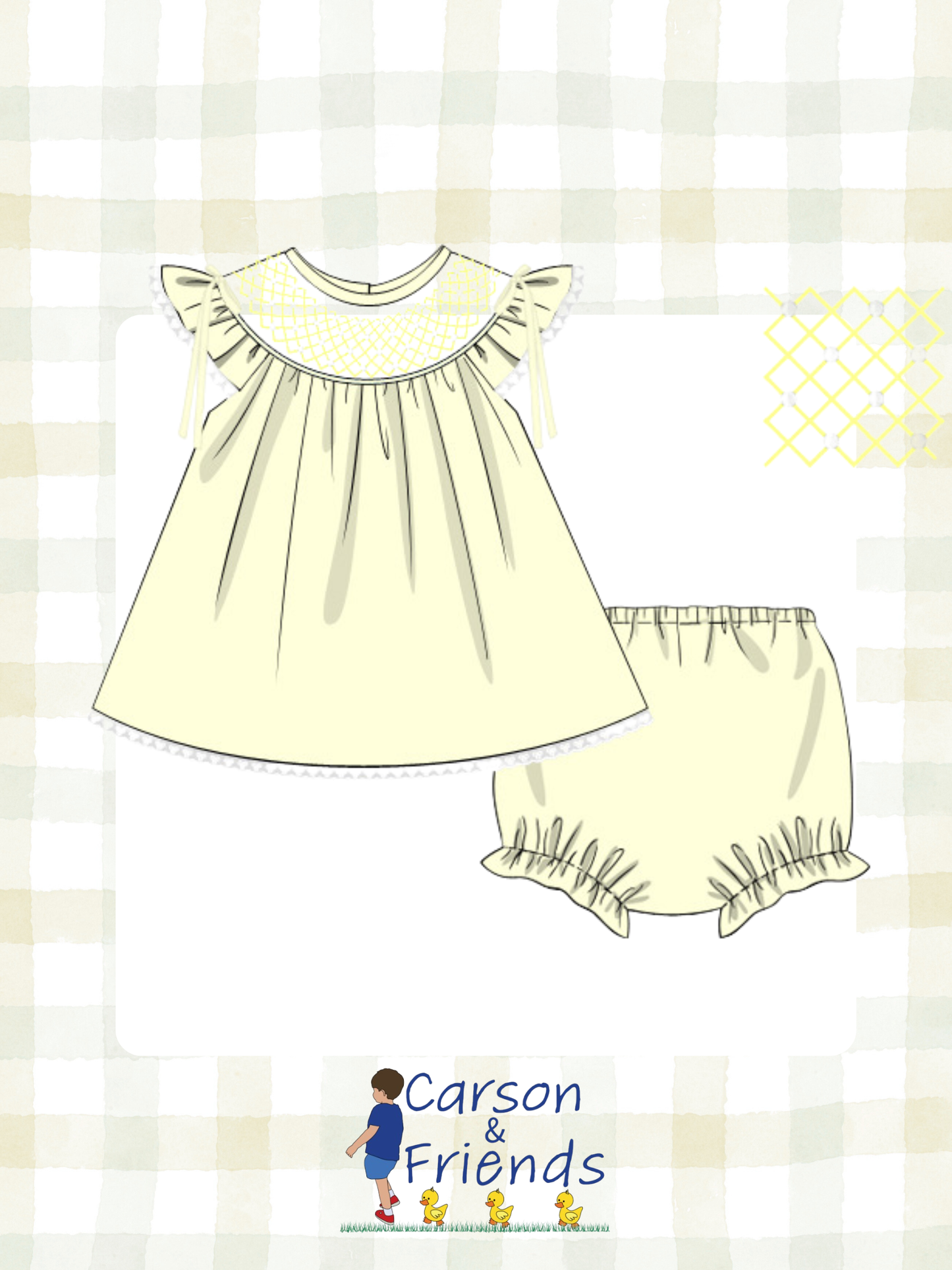 Preorder ETA March- Pale Yellow Diaper Set with Pearls