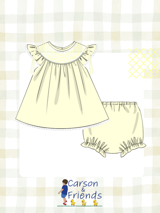 Preorder ETA March- Pale Yellow Diaper Set with Pearls