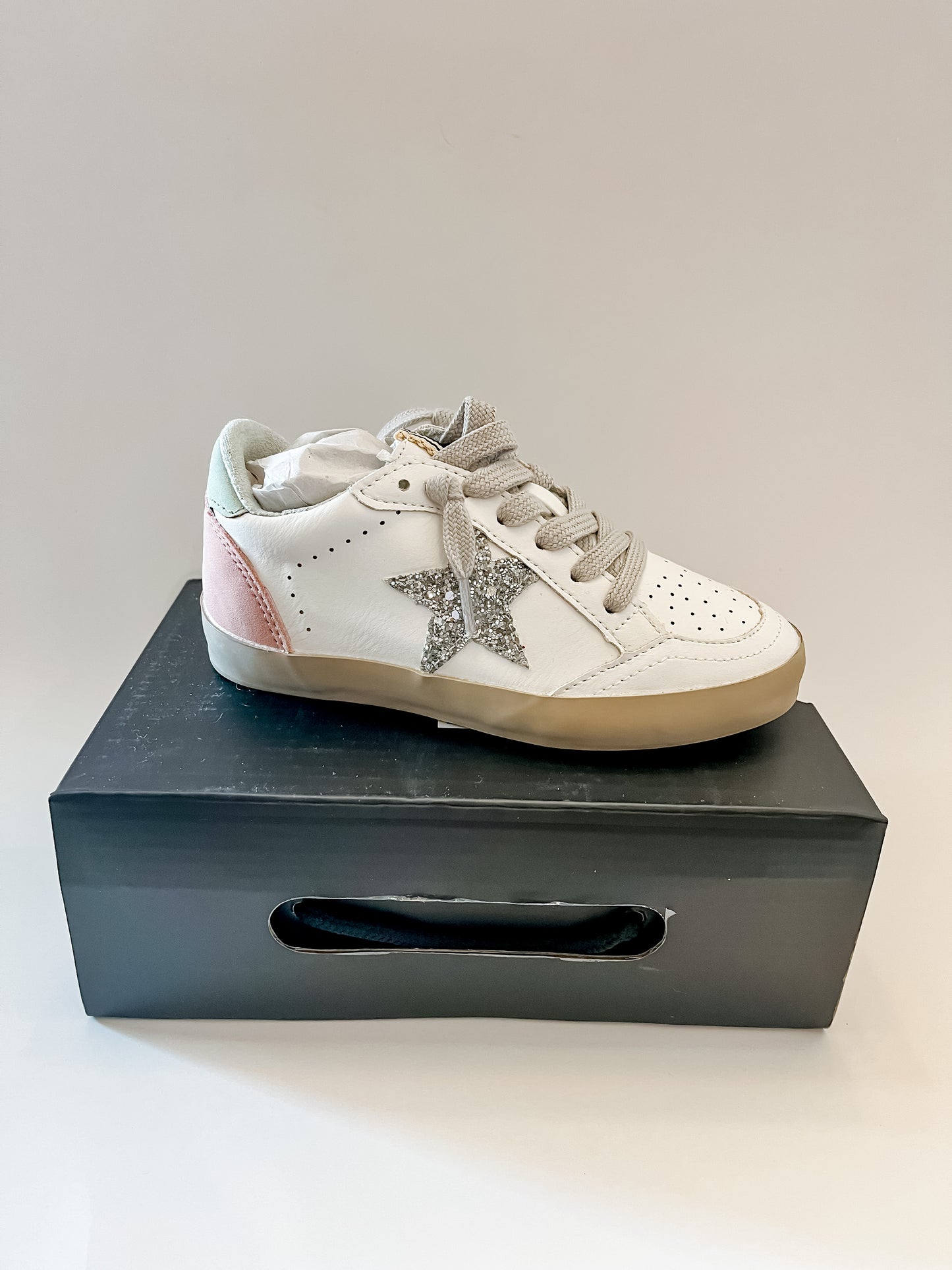 Shushop pink and green toddler low top sneakers